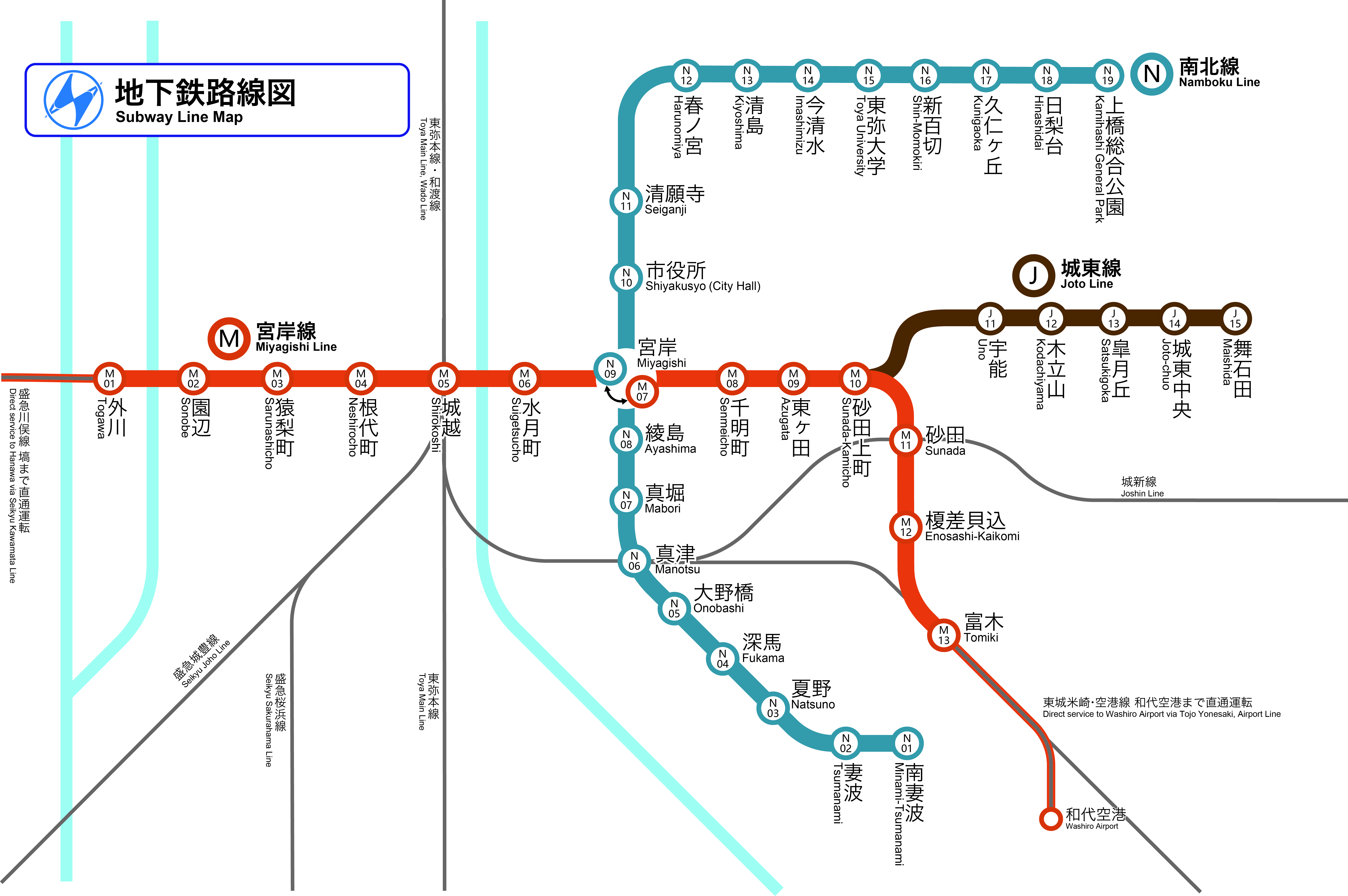 城越市地下鉄路線図 